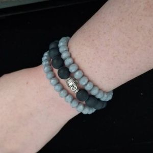 Grey-Purple Glass Bracelet